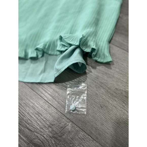 Vici San Mateo Plissé Top Pleated Aqua Blue Size Medium - Picture 4 of 10